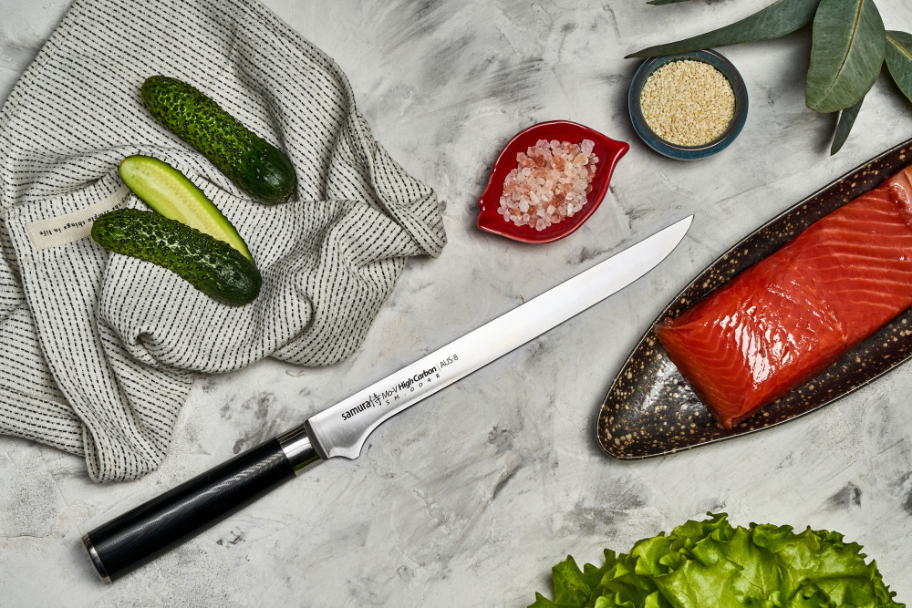 Нож кухонный "Samura Mo-V" филейный 218 мм, G-10,SM-0048