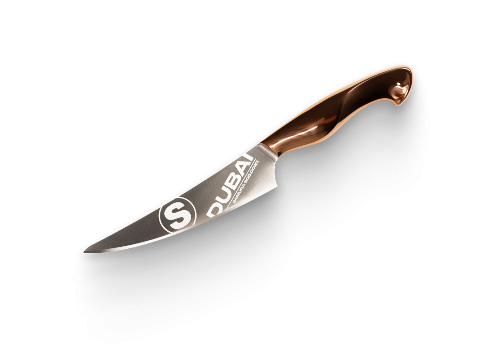 Нож кухонный "Samura DUBAI" универсальный 159 мм, AUS-10, роз. золото, SDB-0023