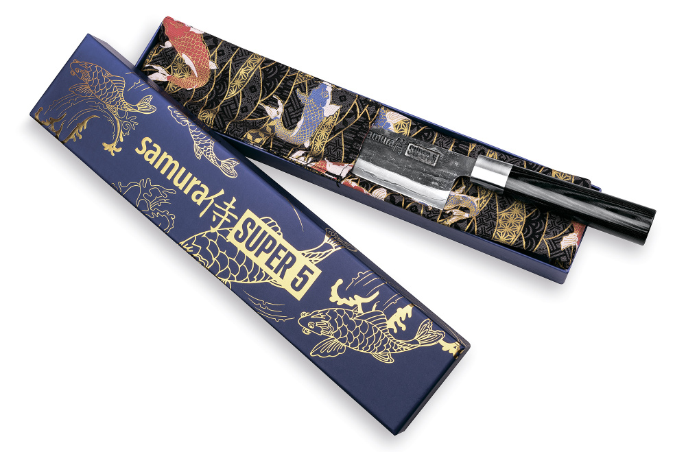 Нож кухонный "Samura SUPER 5" Сантоку 182 мм, VG-10 5 слоев, микарта, SP5-0095