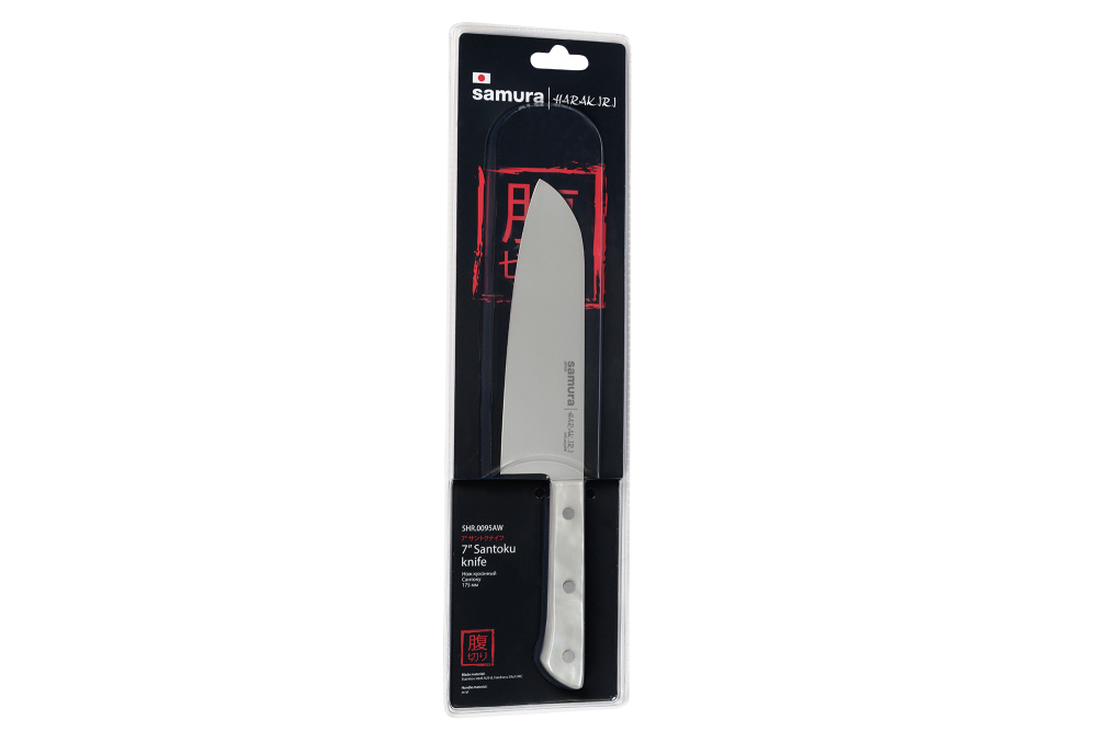 Нож кухонный "Samura HARAKIRI" Сантоку 175 мм, корроз.-стойкая сталь, белый акрил,SHR-0095AW