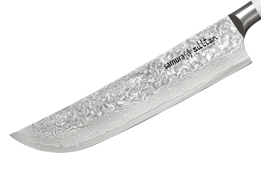 Нож кухонный "Samura SULTAN" Шеф 164 мм, G-10 бел., дамаск 67 слоев, с больст.,SU-0085DBW