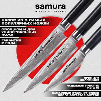 Набор из 3 ножей "Samura DAMASCUS" (10, 21, 23),SD-0330