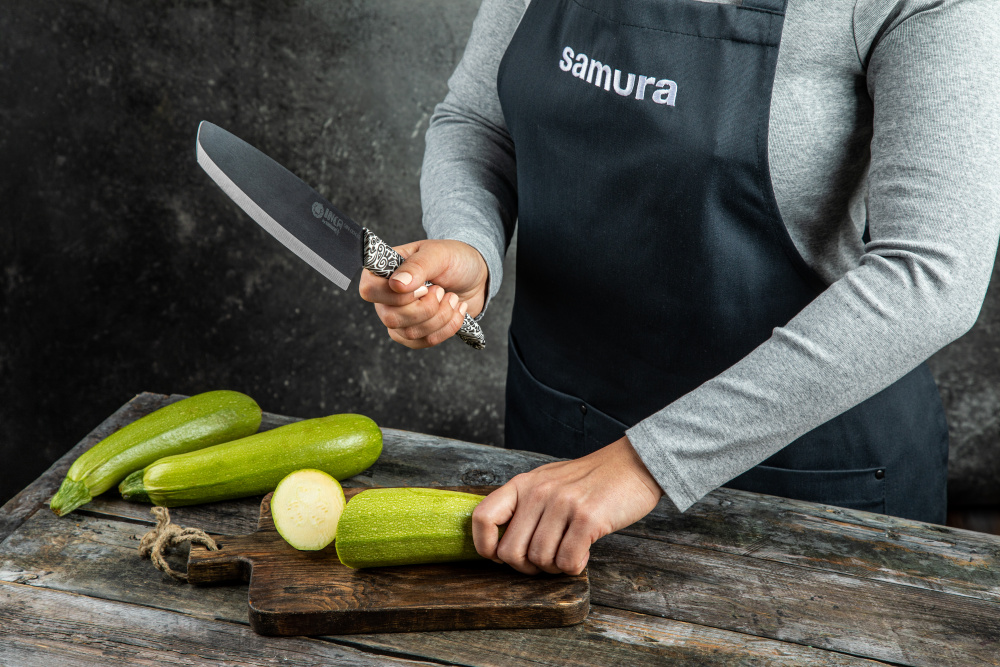 SIN-0043B Нож кухонный "Samura Inca" накири 165 мм, чёрная циркониевая керамика