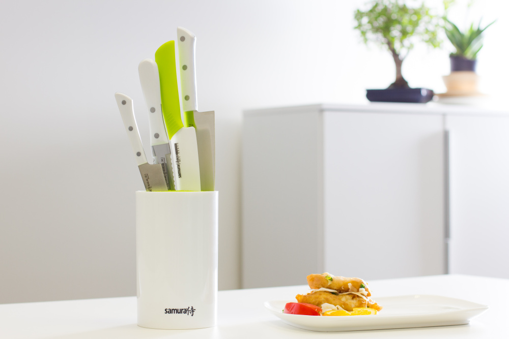 Подставка универсальная для ножей "Samura", 180мм, пластик (белая)