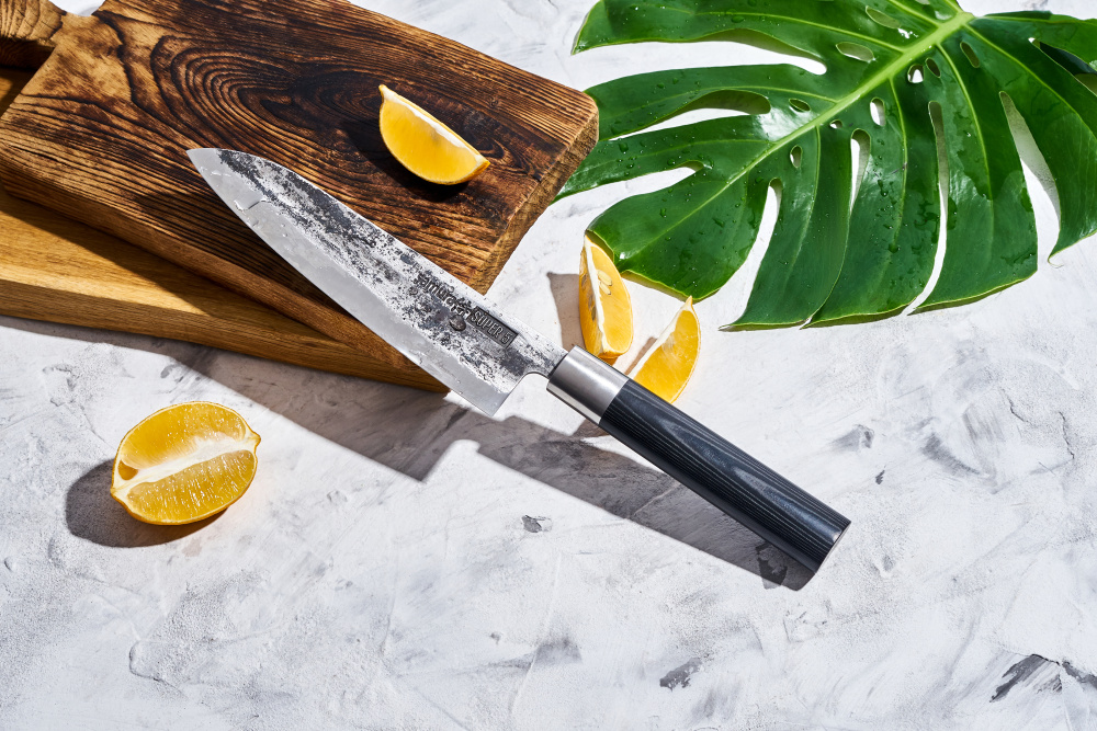 Нож кухонный "Samura SUPER 5" Сантоку 182 мм, VG-10 5 слоев, микарта, SP5-0095