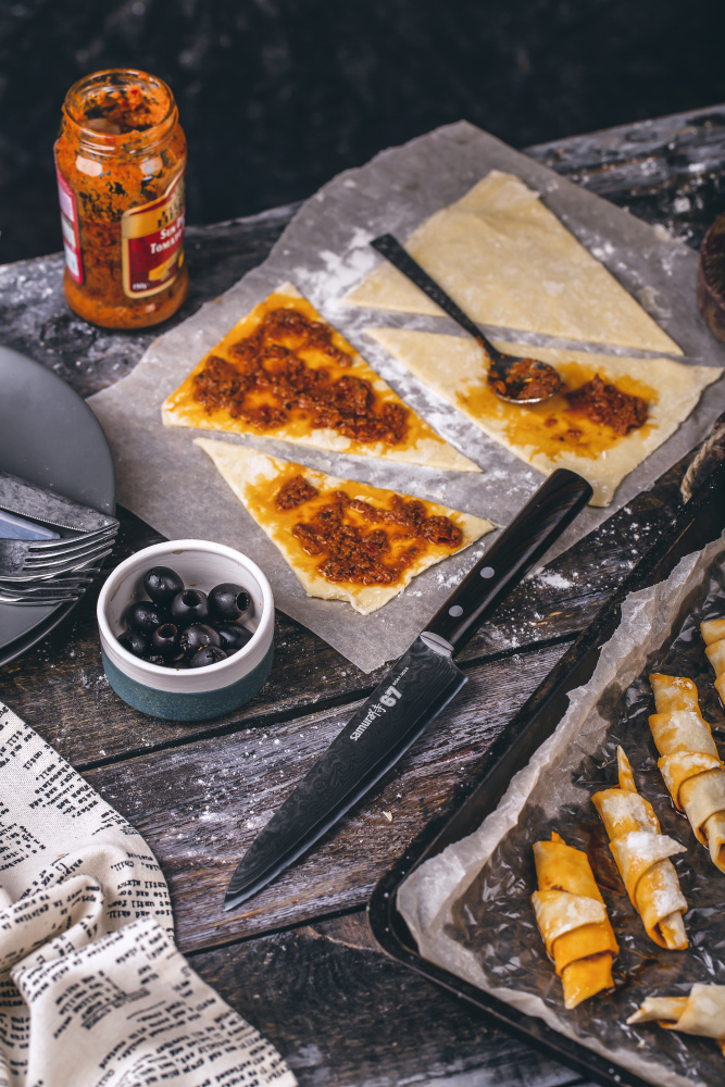 Нож кухонный "Samura 67" универсальный 150 мм, дамаск 67 слоев, микарта,SD67-0023