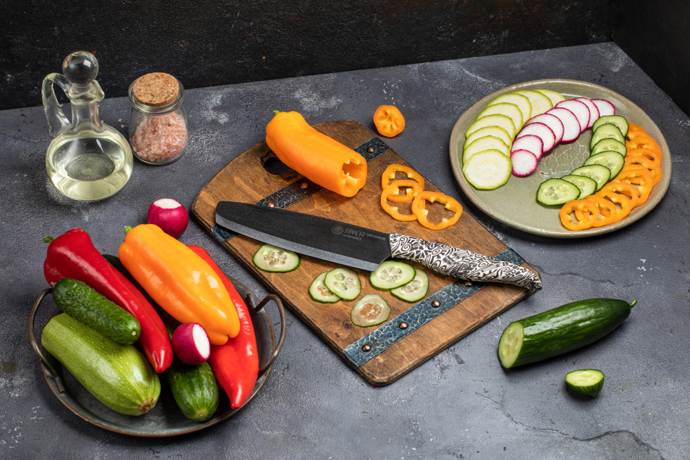 SIN-0043B Нож кухонный "Samura Inca" накири 165 мм, чёрная циркониевая керамика