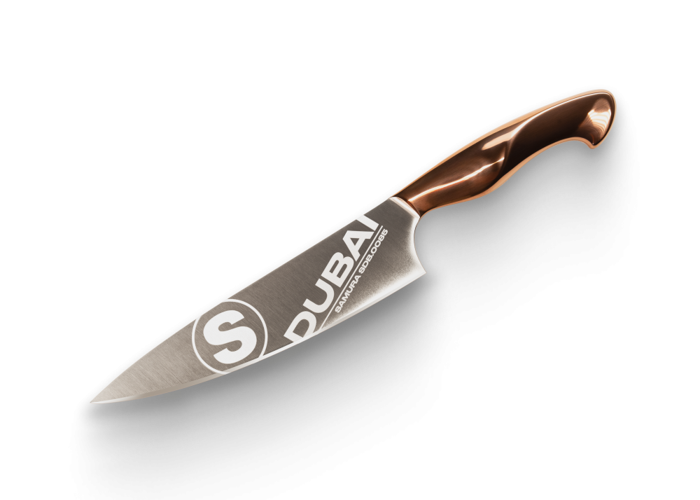 Нож кухонный "Samura DUBAI" Шеф 195 мм, AUS-10, роз. золото,SDB-0085