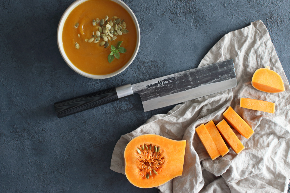 Нож кухонный "Samura SUPER 5" накири 171 мм, VG-10 5 слоев, микарта,SP5-0043