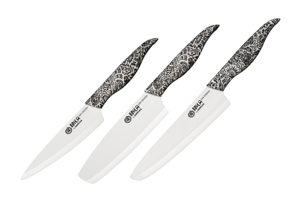 SIN-0220W Набор из 3 ножей "Samura Inca" (23, 43, 85), белая циркониевая керамика