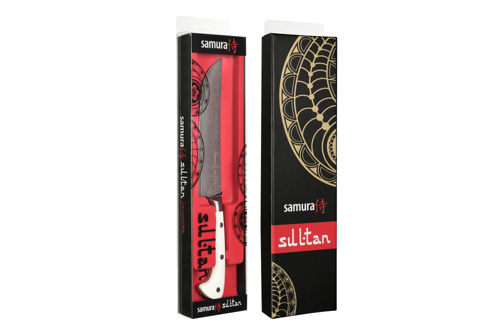 Нож кухонный "Samura SULTAN" Шеф 164 мм, G-10 бел., дамаск 67 слоев, с больст.,SU-0085DBW