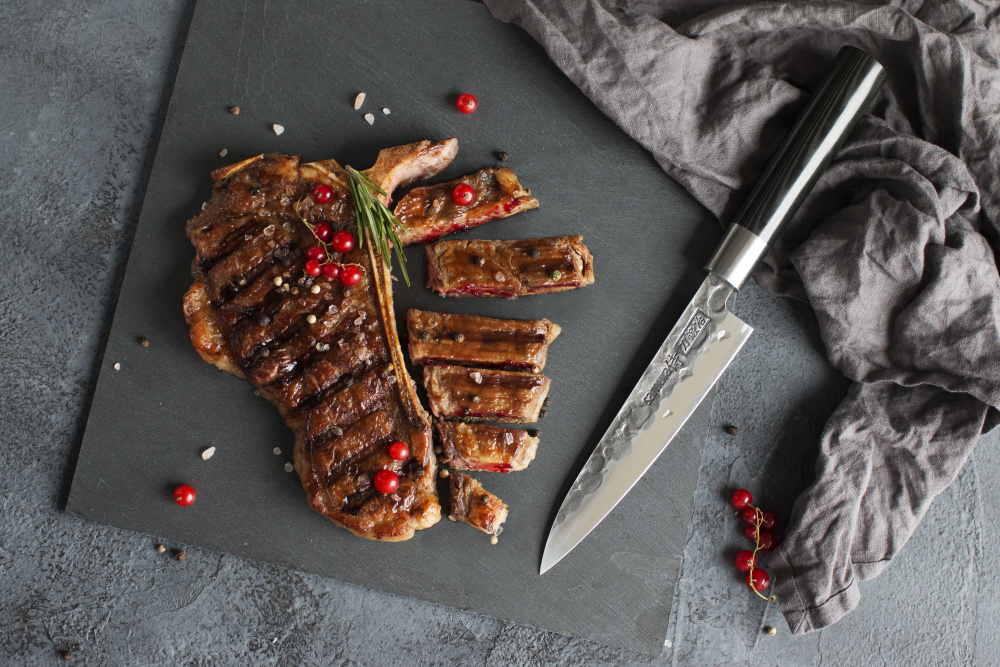 Нож кухонный "Samura BLACKSMITH" универ. 162 мм, AUS-8, гвоздичное масло, микарта,SBL-0023