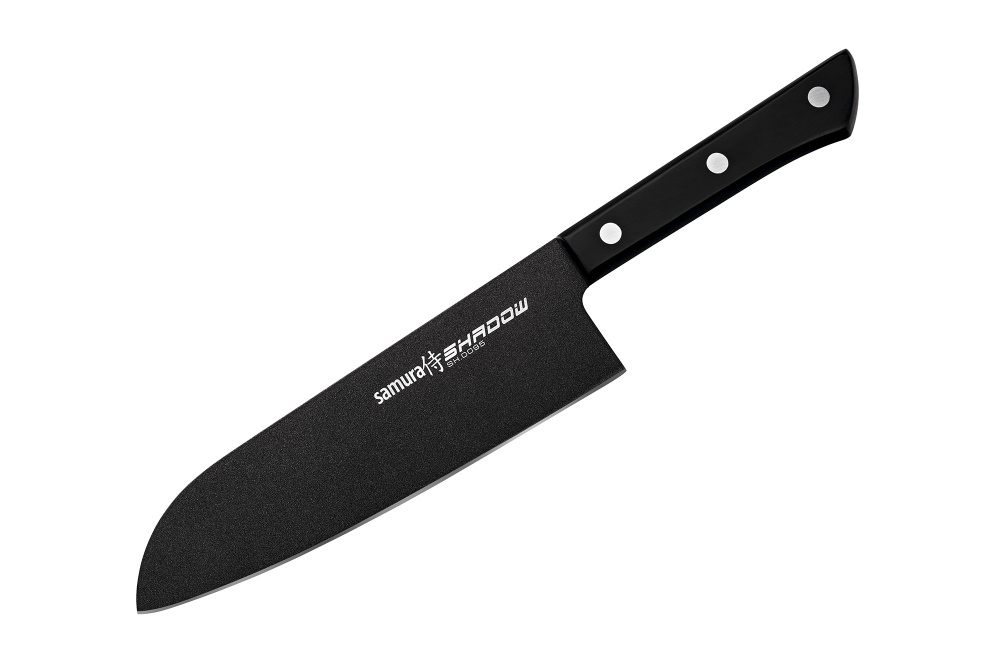 Нож кухонный "Samura SHADOW" Сантоку с покрытием BLACK FUSO 175 мм, AUS-8, ABS пластик,SH-0095