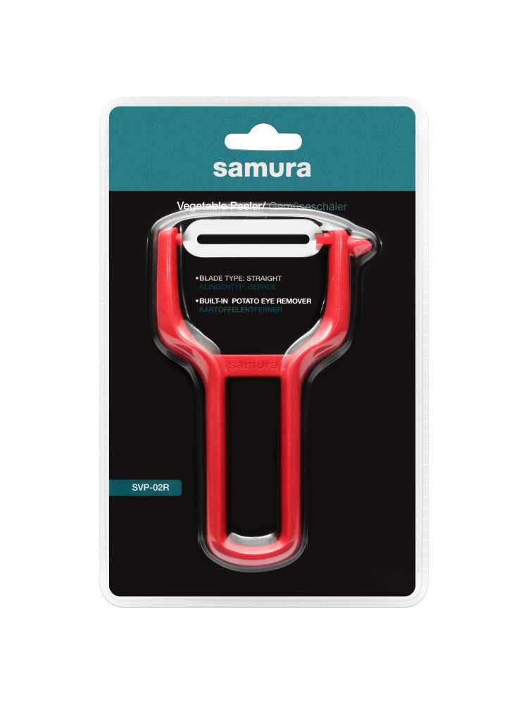 Овощечистка "Samura" красная пластик, лезвие прямое, SVP-02R