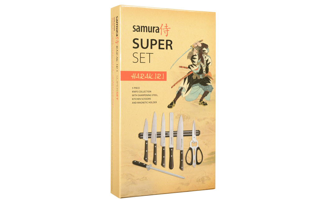 Набор ножей Super Set 8 в 1 "Samura HARAKIRI" 11,23,45,57,85,мусат,ножницы, м. держатель