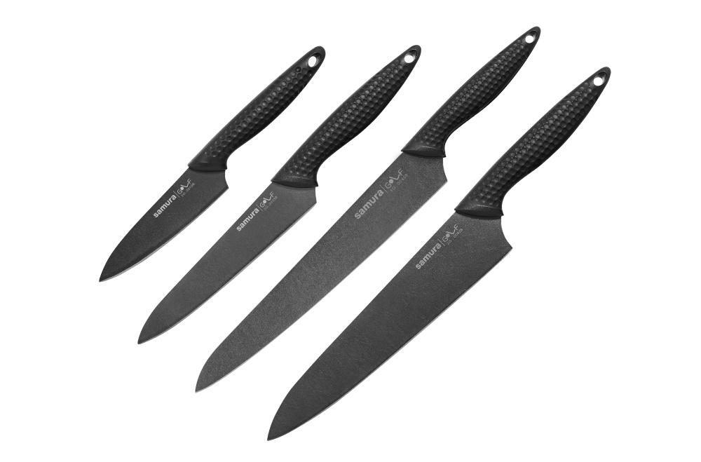 Набор из 4 кухонных ножей "Samura GOLF Stonewash" (10B, 23B, 45B, 85B), AUS-8,SG-0240B