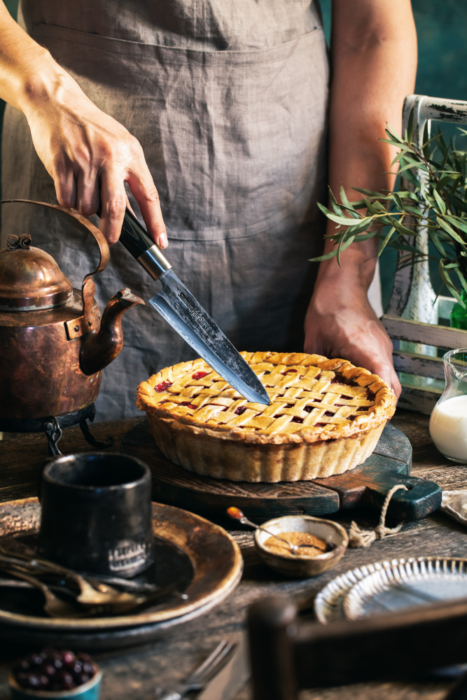 Нож кухонный "Samura SUPER 5" универ.162 мм, VG-10 5 слоев, микарта,SP5-0023