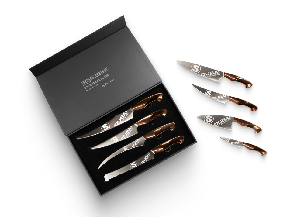Набор из 8 ножей "Samura DUBAI" (10,23,29,45,47,48,55,85), AUS-10, роз. золото,SDB-0280