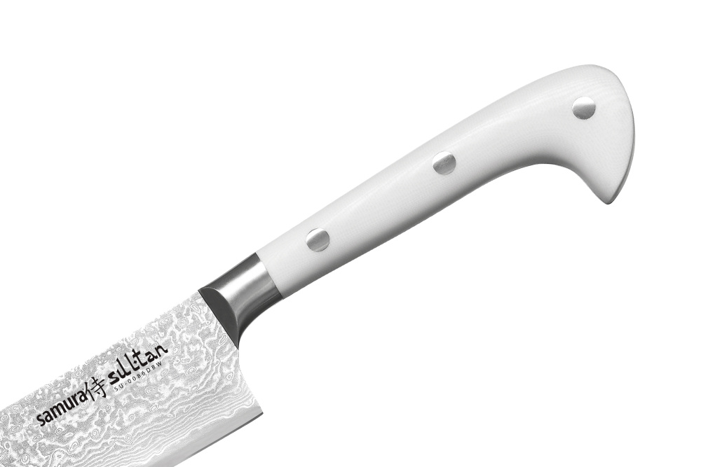 Нож кухонный "Samura SULTAN" Пичак 159 мм, G-10 бел., дамаск 67 слоев,SU-0086DBW