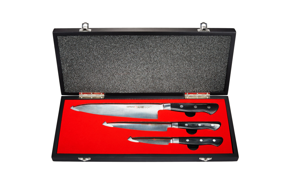 Набор из 3 ножей "Samura Pro-S" в подарочной коробке (10, 23, 85), G-10,SP-0230