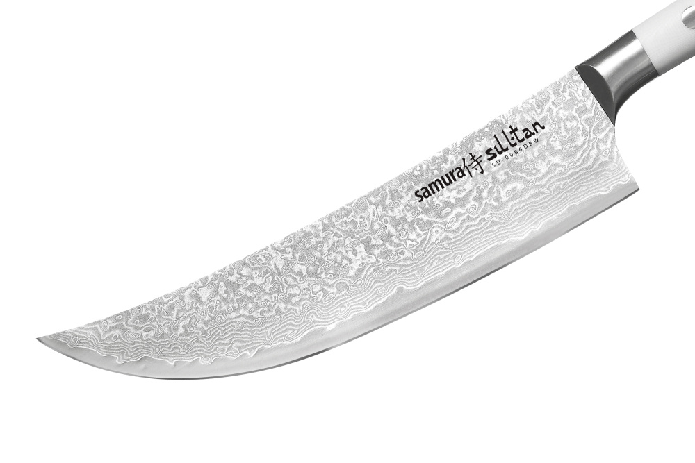Нож кухонный "Samura SULTAN" Пичак 159 мм, G-10 бел., дамаск 67 слоев,SU-0086DBW