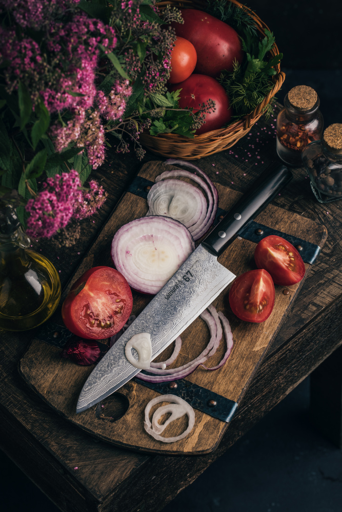 Нож кухонный "Samura 67" Шеф 208 мм, дамаск 67 слоев, микарта,SD67-0085