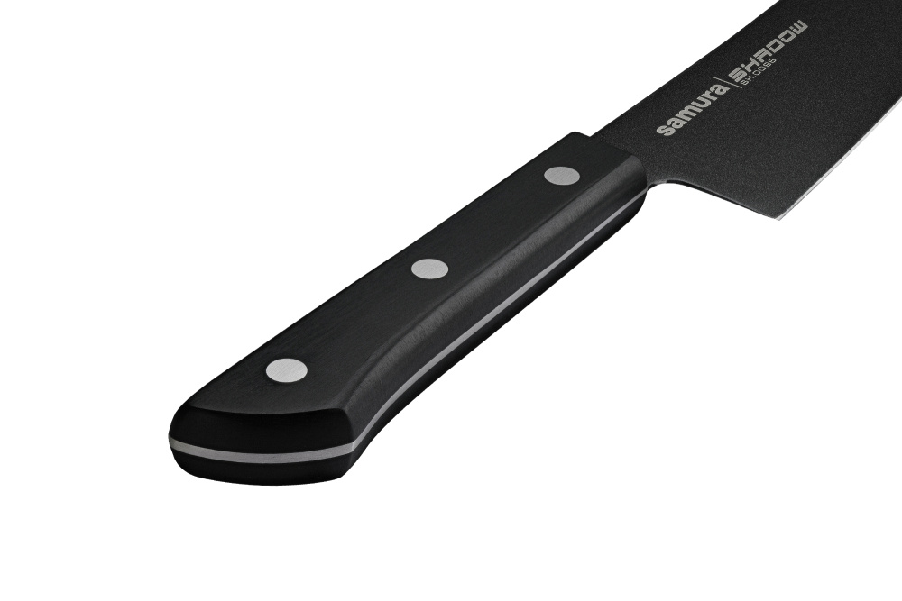 Нож кухонный "Samura SHADOW" Гранд Сантоку с покр. Black-coating 197мм, AUS-8, ABS пластик, SH-0096