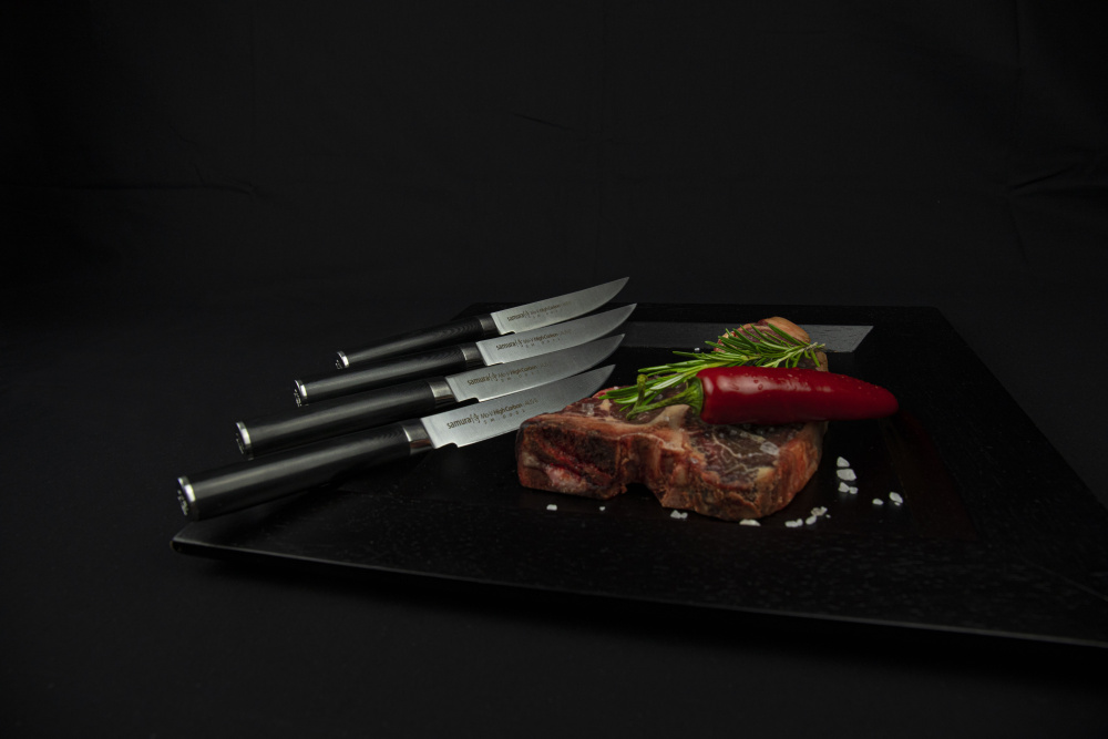 Нож кухонный "Samura Mo-V" для стейка 120 мм, G-10,SM-0031