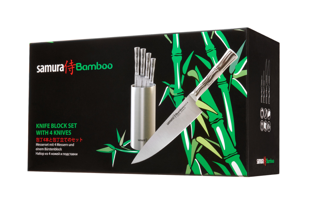 Набор из 4 ножей и подставки "Samura Bamboo" в подарочной коробке,SBA-05