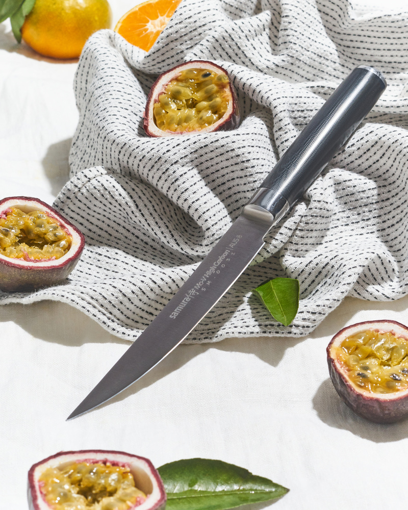 Нож кухонный "Samura Mo-V" для стейка 120 мм, G-10,SM-0031