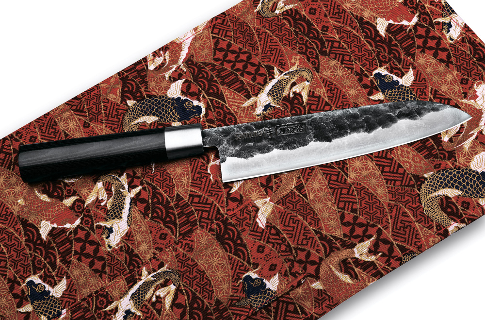Нож кухонный "Samura BLACKSMITH" Сантоку 182 мм, AUS-8, гвоздичное масло, микарта,SBL-0095
