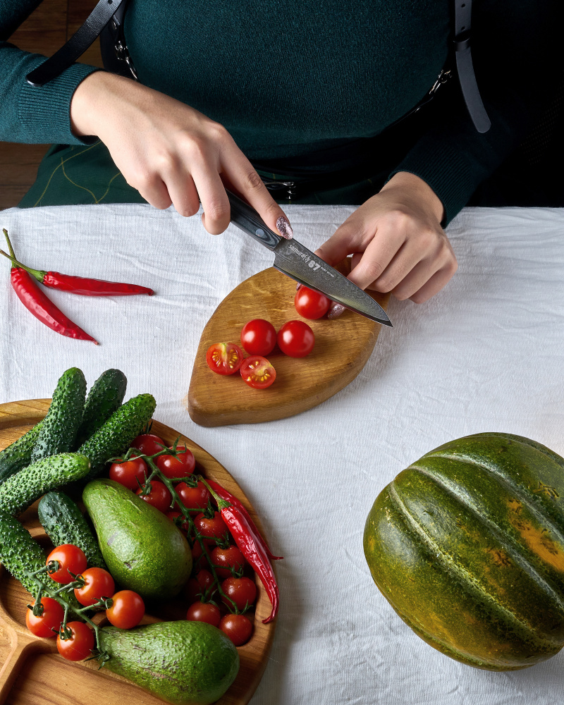 Нож кухонный "Samura 67" овощной 98 мм, дамаск 67 слоев, микарта,SD67-0010