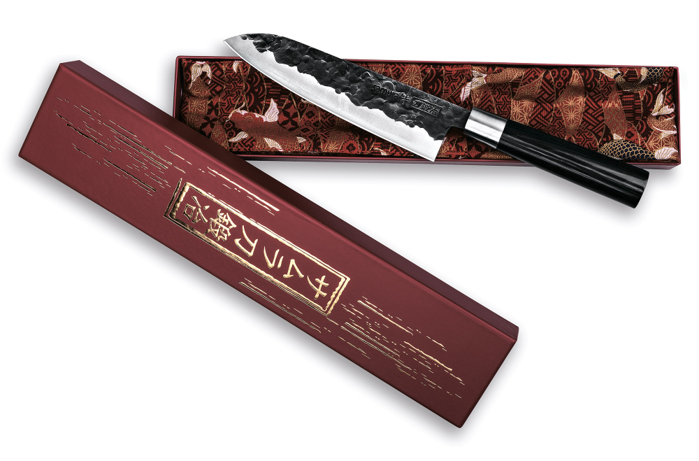 Нож кухонный "Samura BLACKSMITH" Сантоку 182 мм, AUS-8, гвоздичное масло, микарта,SBL-0095