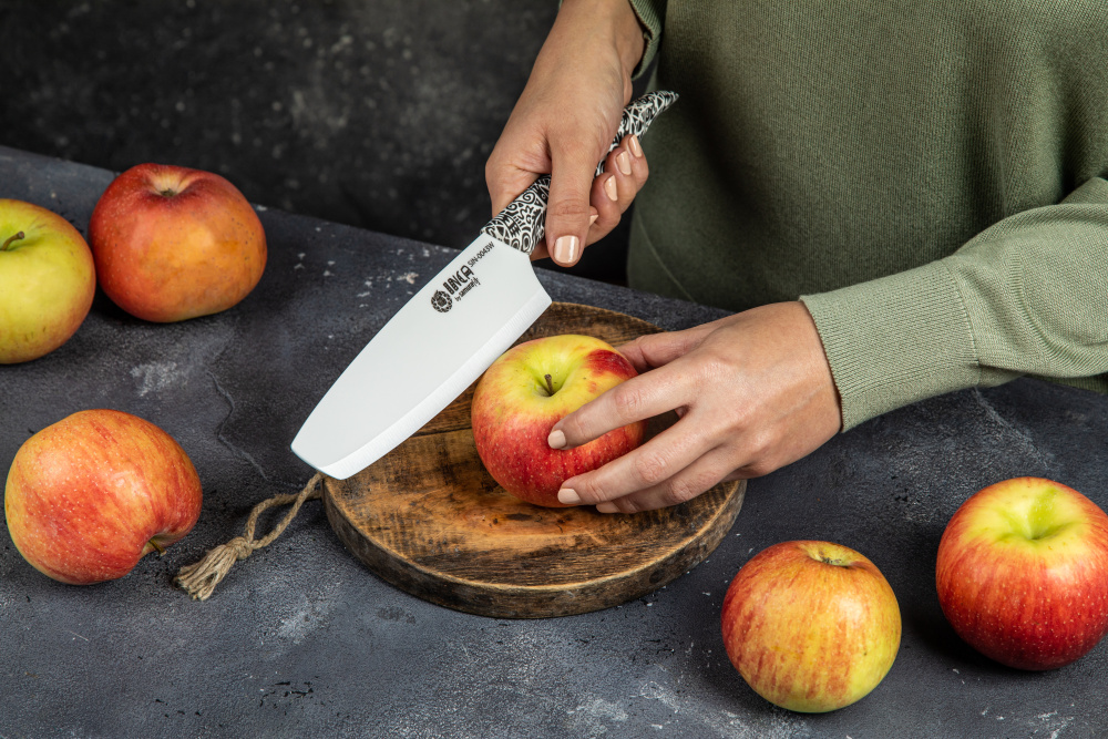 SIN-0043W Нож кухонный "Samura Inca" накири 165 мм, белая циркониевая керамика