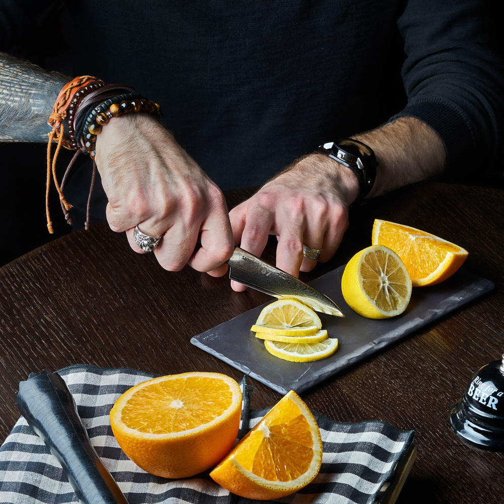 Нож кухонный "Samura 67" овощной 98 мм, дамаск 67 слоев, микарта,SD67-0010