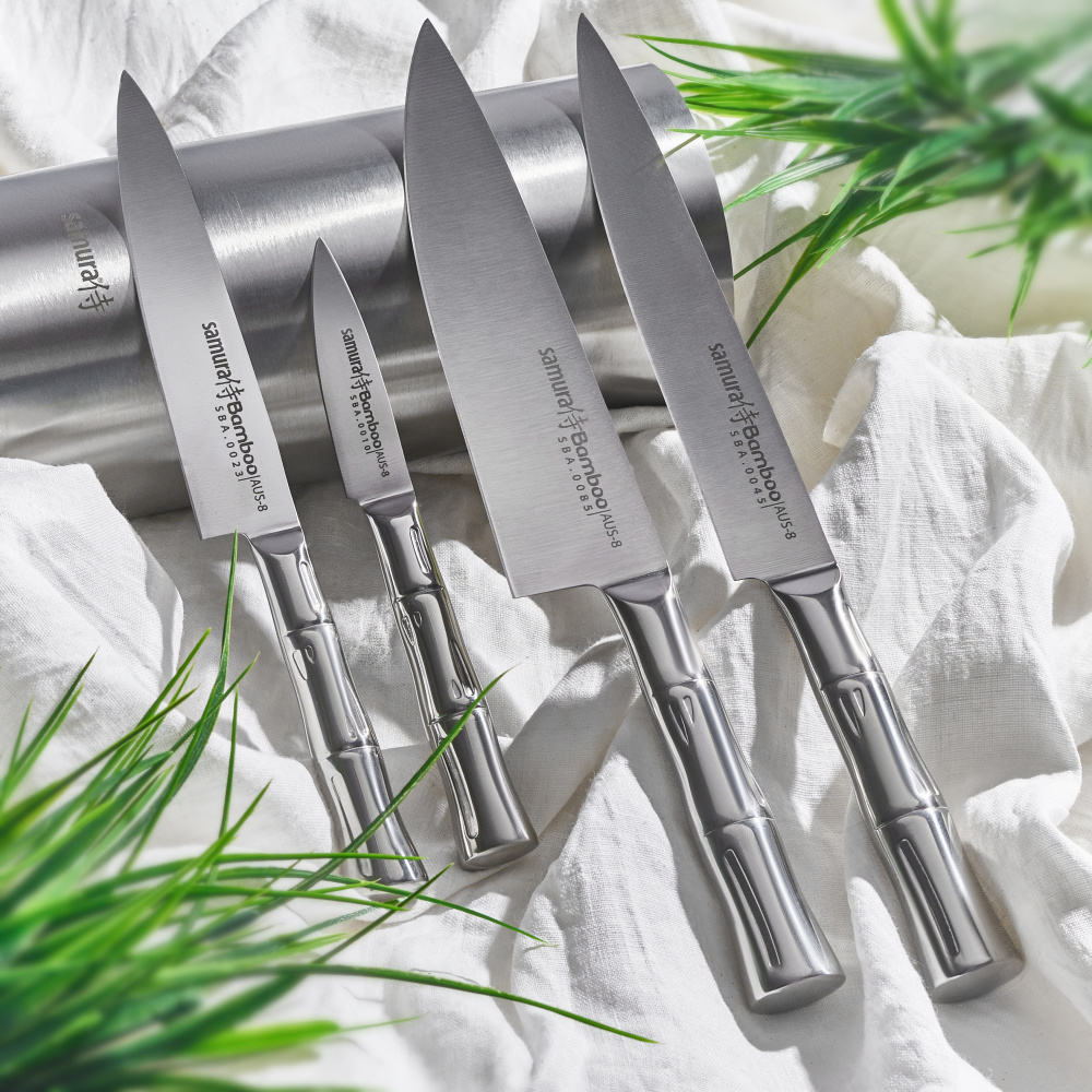 Набор из 4 ножей и подставки "Samura Bamboo" в подарочной коробке,SBA-05