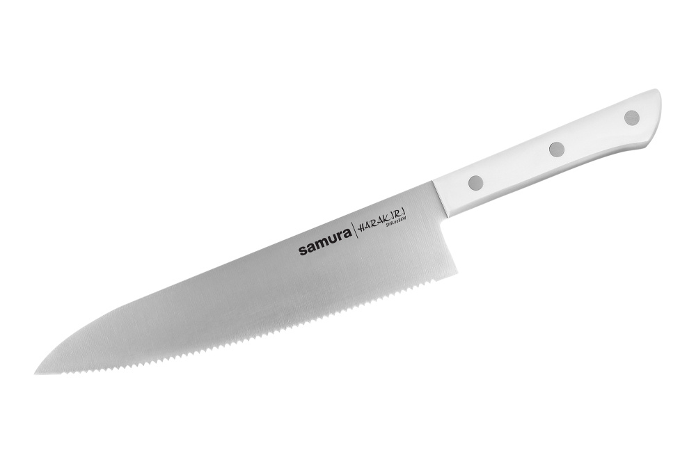 Нож кухонный "Samura HARAKIRI" Шеф серрейтор 208 мм, корроз.-стойкая сталь, ABS пластик, SHR-0086W