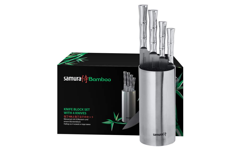 Набор из 4 ножей и подставки "Samura Bamboo" в подарочной коробке,SBA-05